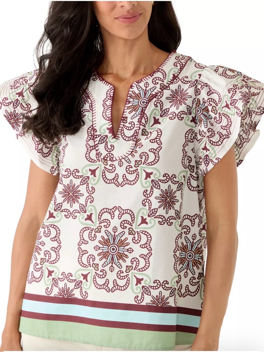 Crown & Ivy Flutter sleeve blouse